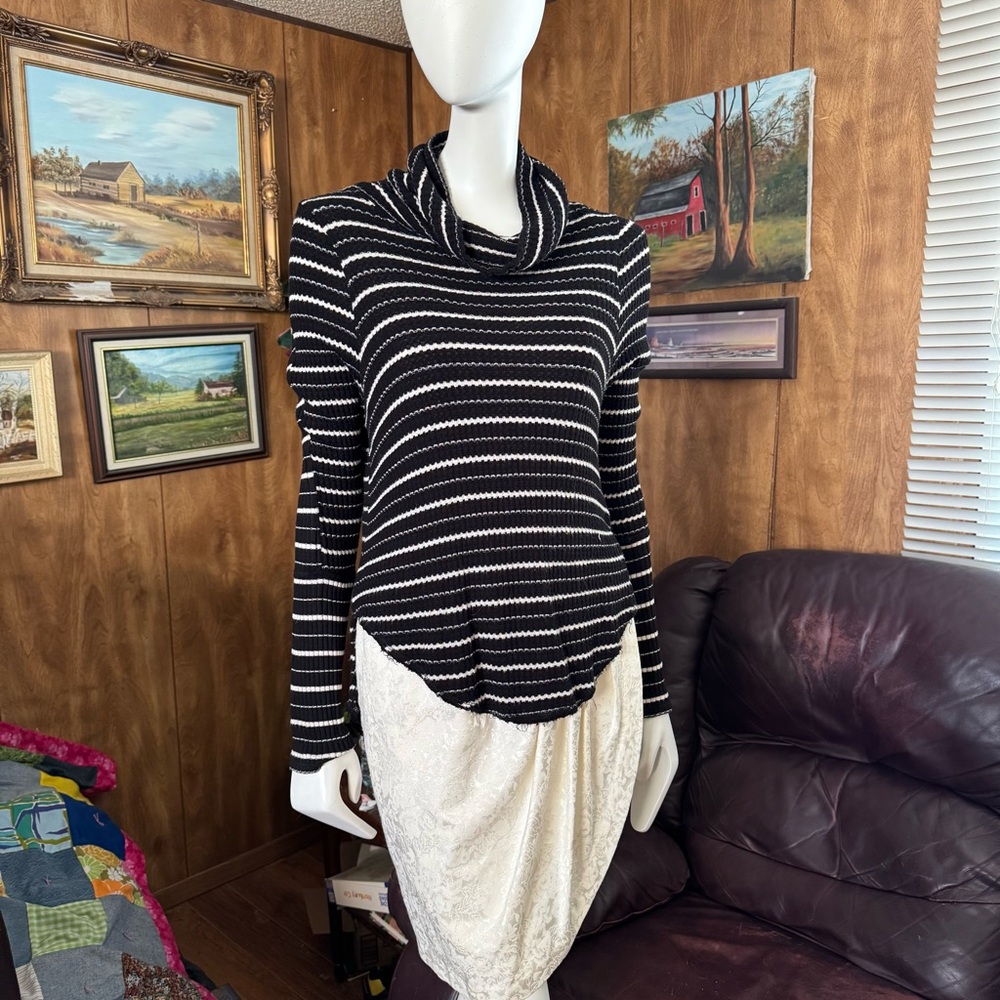 Free People We The Free Striped Black and White Boho Shirt
